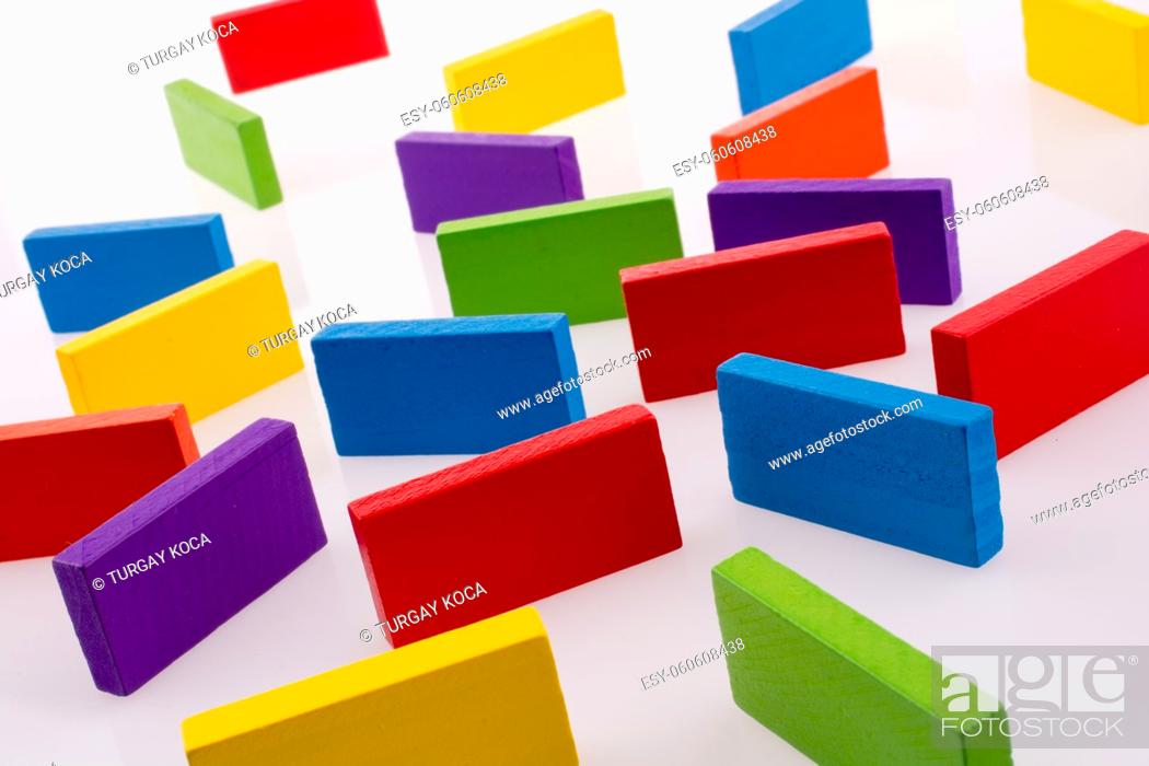 Stock Photo: Color dominoes on a white background.