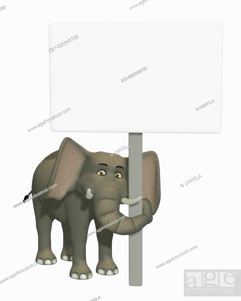 3d cartoon elephant with a blank sign, Stock Photo, Picture And Low Budget  Royalty Free Image. Pic. ESY-026548732 | agefotostock