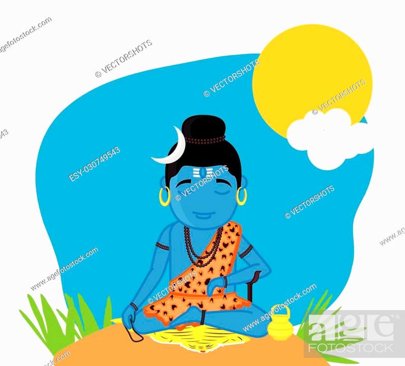 Cartoon Shiv Shankar in Samadhi Vector Illustration, Stock Vector, Vector  And Low Budget Royalty Free Image. Pic. ESY-030749543 | agefotostock