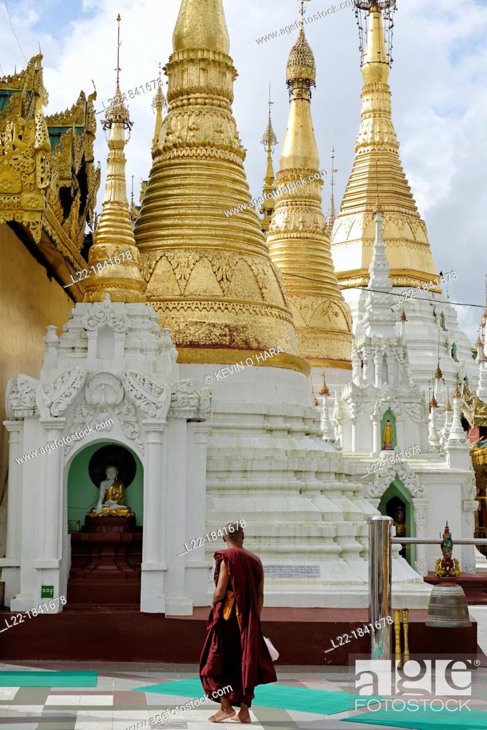Stock Photo: The Shwedagon Pagoda officially titled Shwedagon Zedi Daw also known as the Great Dagon Pagoda and the Golden Pagoda, is a 99 metres  325 ft  gilded pagoda and.