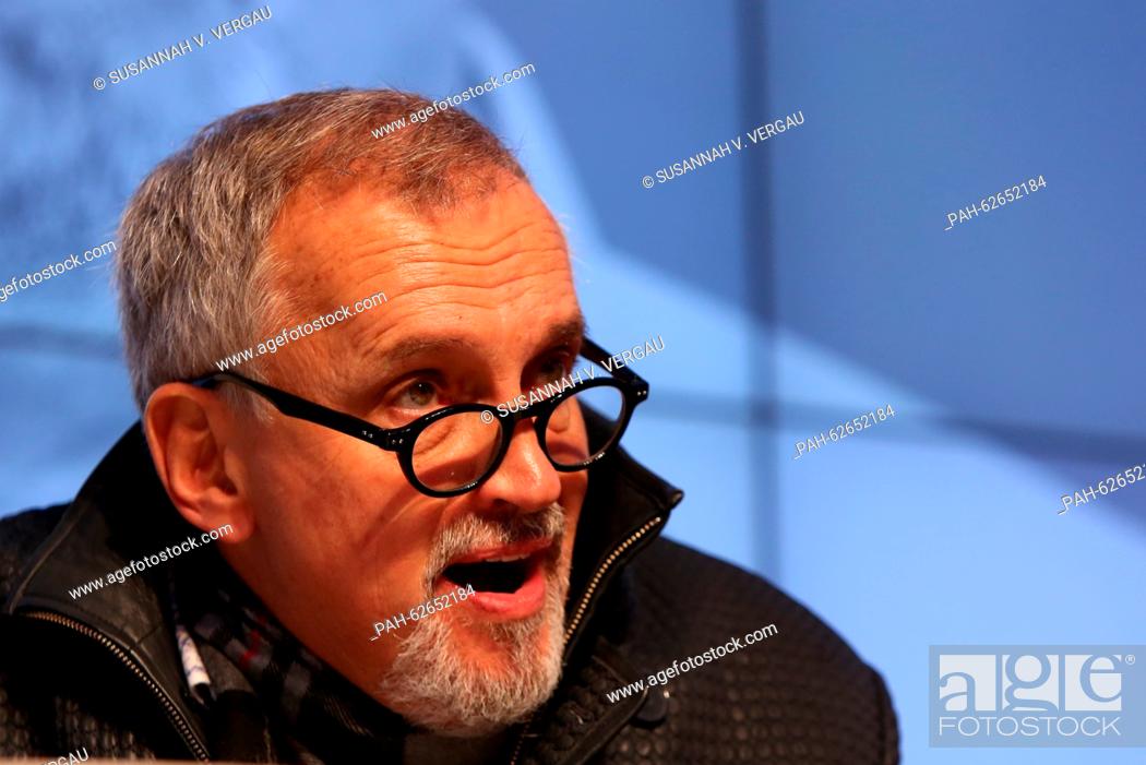 Stock Photo: Danish author Jussi Adler-Olsen speaks during a presentation of his new novel 'Takeover' at the Open Stage event of the 2015 Frankfurt Book Fair in Frankfurt.