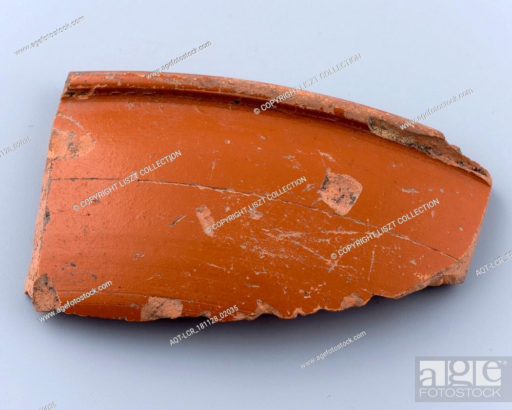 Stock Photo: Earthenware fragment terra sigillata, bowl bowl crockery holder soil find ceramic pottery clay engobe, Edge fragment of dish or bowl.