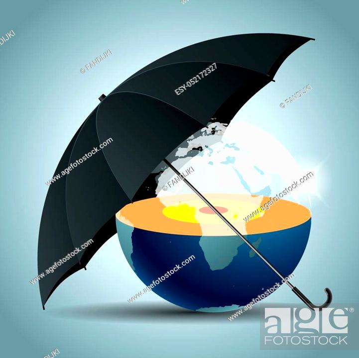 Stock Vector: The earth is under an umbrella, Isolated over white background.