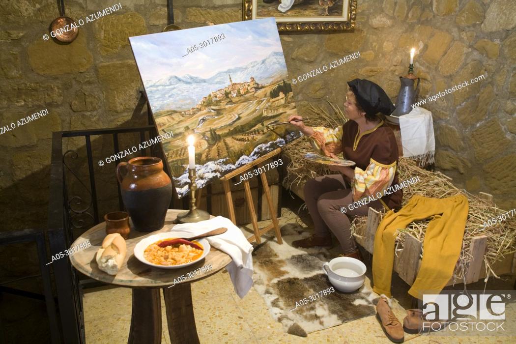 Stock Photo: Painting Briones. Historical reenactment of the life of a Castilian town in the 14th century. Medieval Festival. Briones. La Rioja. Spain.