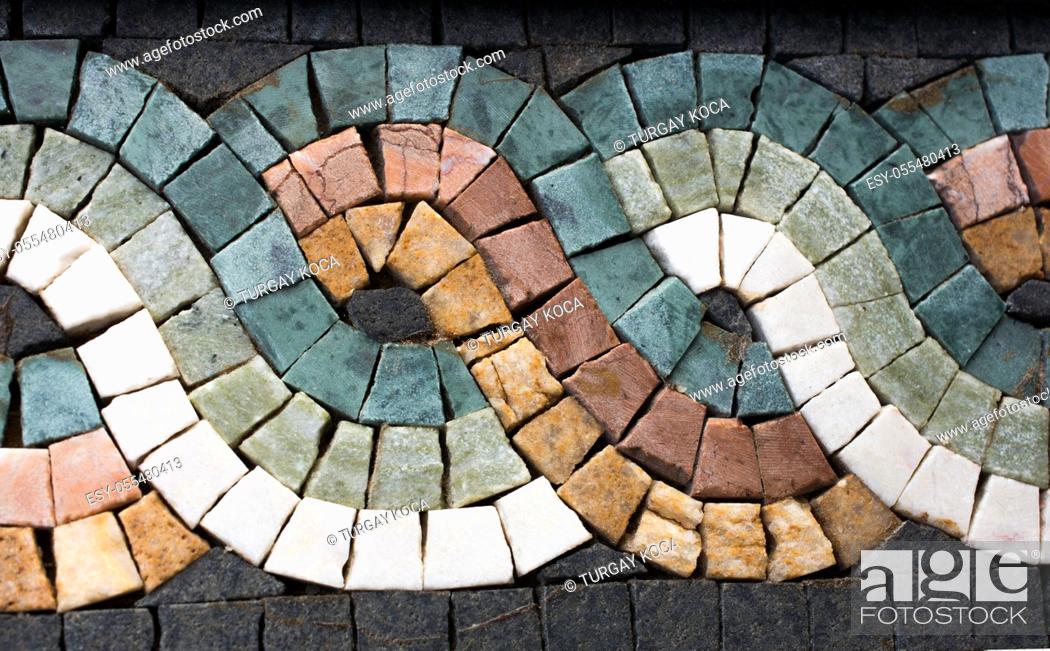 Stock Photo: Different mosaic textures made with colorful mosaic.