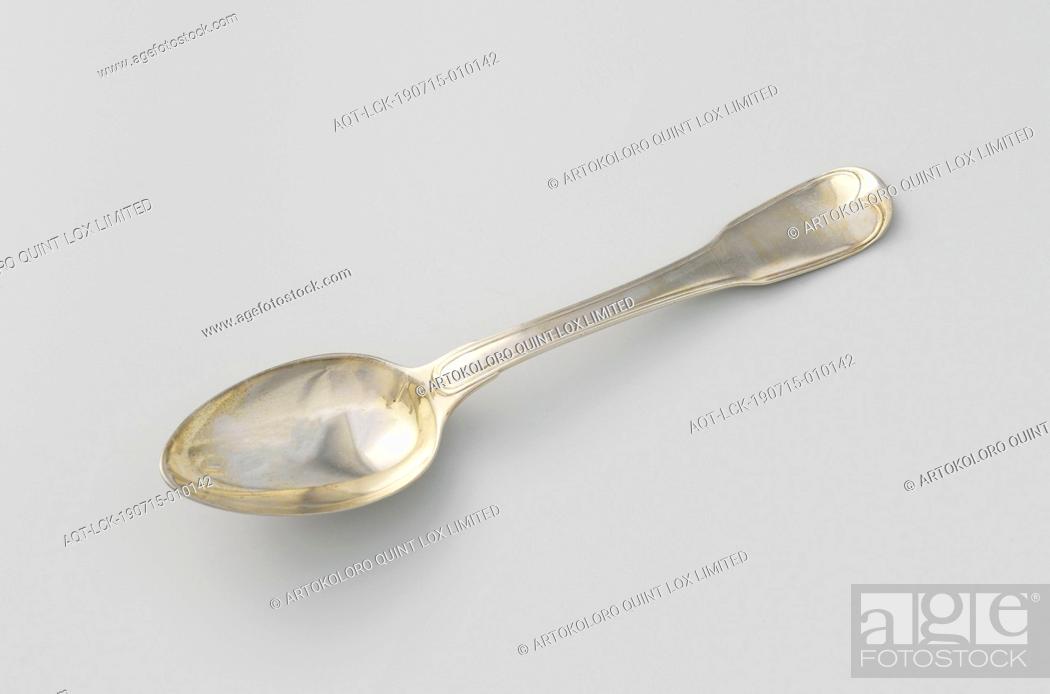 Stock Photo: Spoon with the helmet sign Clifford, The egg-shaped bowl of the spoon is connected on both top and bottom by means of a single praise to the flat.