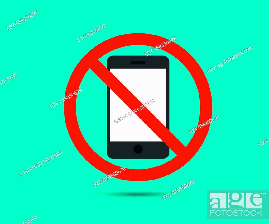 Stock Vector: No cell phone, Mobile Phone prohibited, phone logo vector illustration.