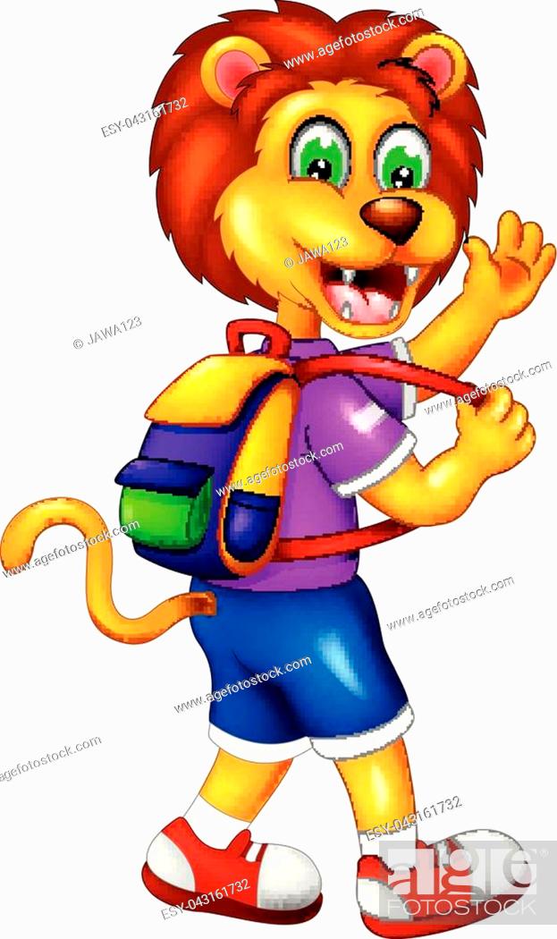 vector illustration of funny lion cartoon walking with smile and waving,  Stock Vector, Vector And Low Budget Royalty Free Image. Pic. ESY-043161732  | agefotostock