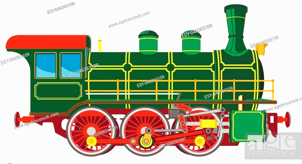 Bright cartoon steam locomotive. Isolated on white background, Stock  Vector, Vector And Low Budget Royalty Free Image. Pic. ESY-046363109 |  agefotostock