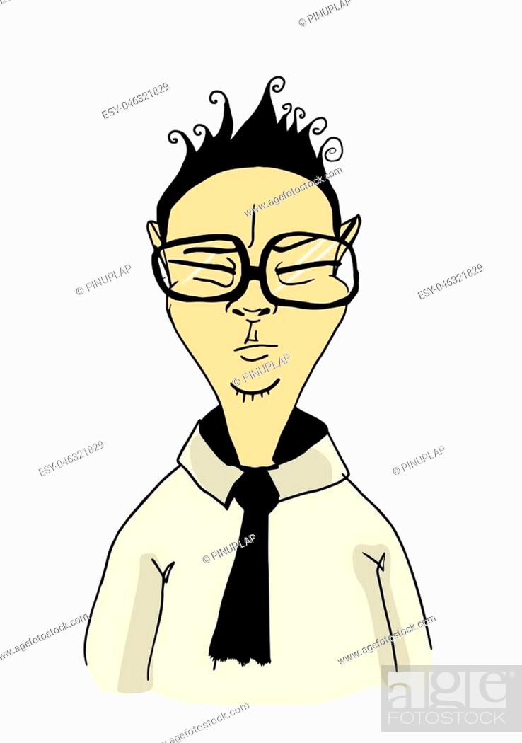 Chinese office man in glasses, cartoon characters, portrait, Stock Vector,  Vector And Low Budget Royalty Free Image. Pic. ESY-046321829 | agefotostock
