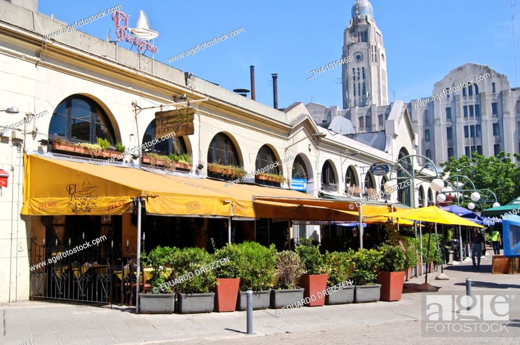 Restaurants At The Port Market In The Old Town Of Montevideo