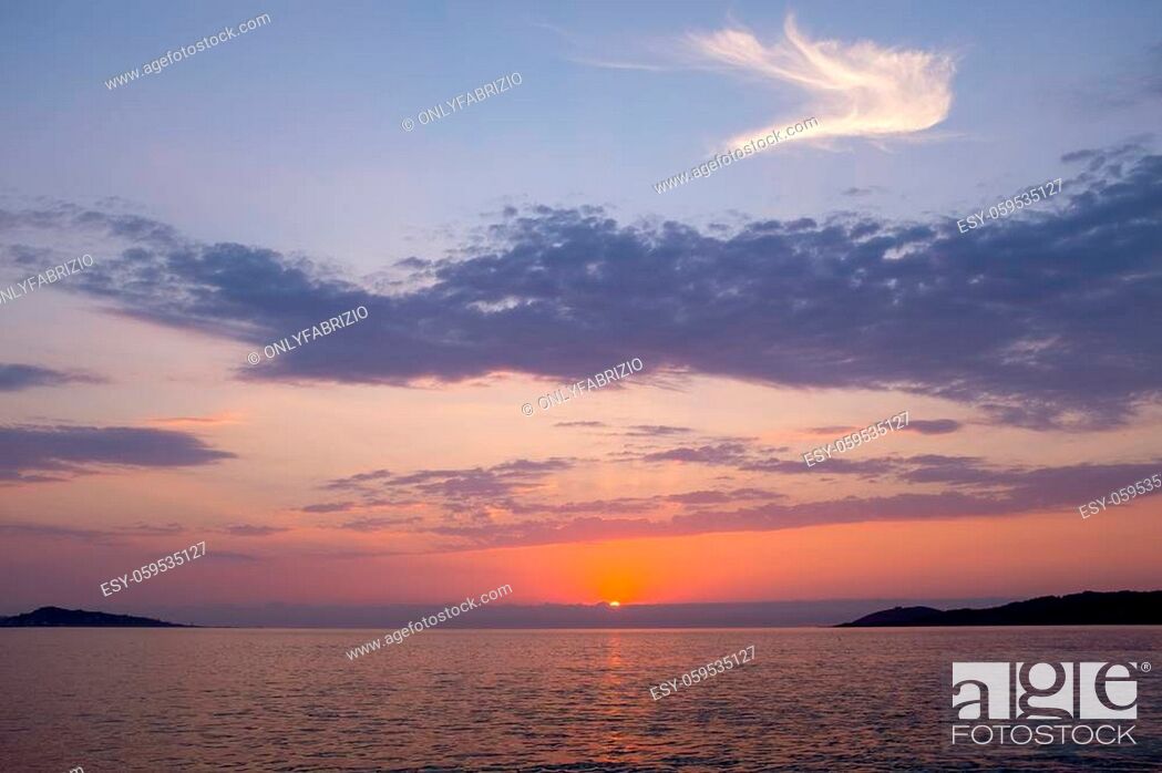 Stock Photo: Sunset over? La costa da morte? (death coast), Galicia, Spain.