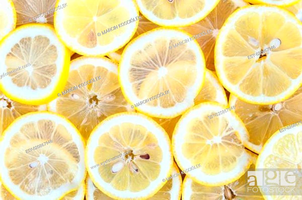 Stock Photo: Background of lemon slices.