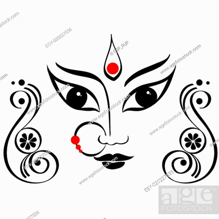 Sketch of Goddess Durga Maa or Durga Closeup Face Design Element in Outline  Editable Vector Illustration for a Dasara Festival Stock Vector   Illustration of mask ceremony 197203894