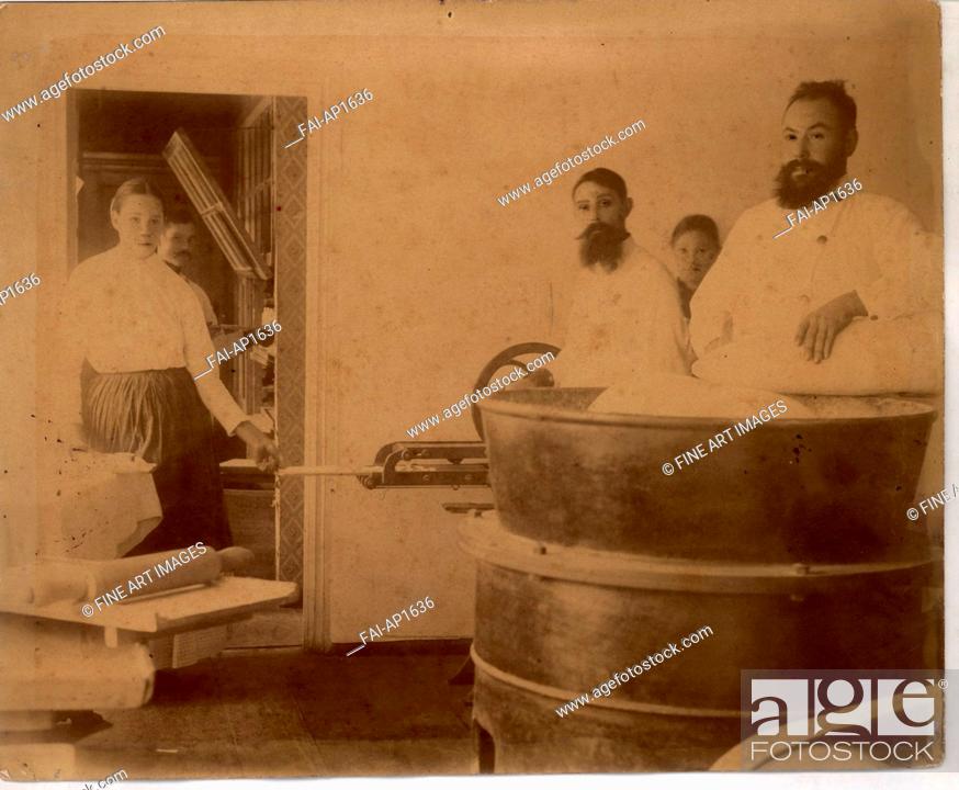 Stock Photo: Yessentuki. Production of Mineral water cake. Anonymous . Photochrom. 1900s. Private Collection. Genre, History.