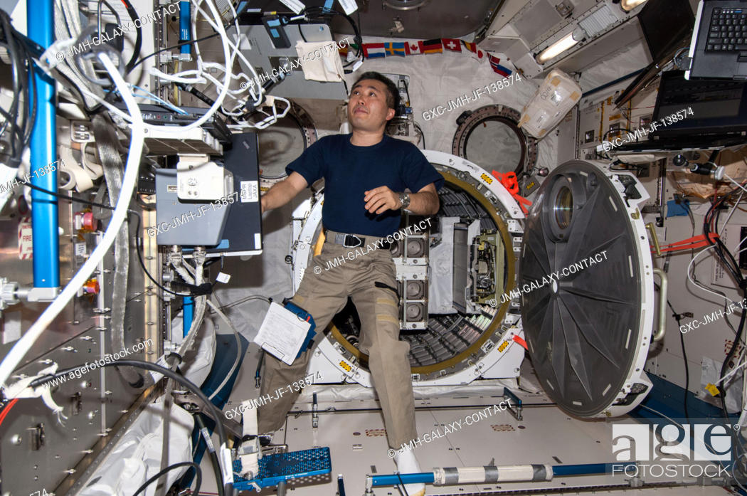 Stock Photo: In the International Space Station's Kibo laboratory, Japan Aerospace Exploration Agency astronaut Koichi Wakata, Expedition 38 flight engineer.