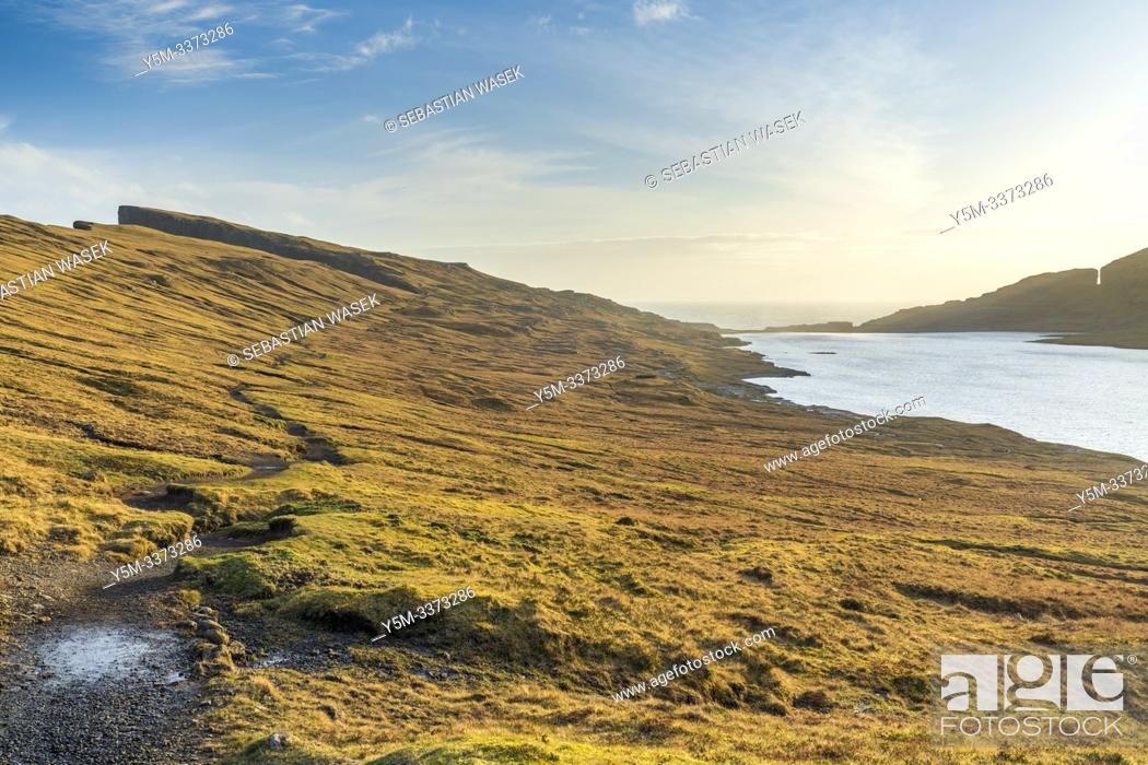 Stock Photo: Leitisvatn Or Sorvagsvatn Lake, Vagar, Faroe Islands, Denmark, Europe.