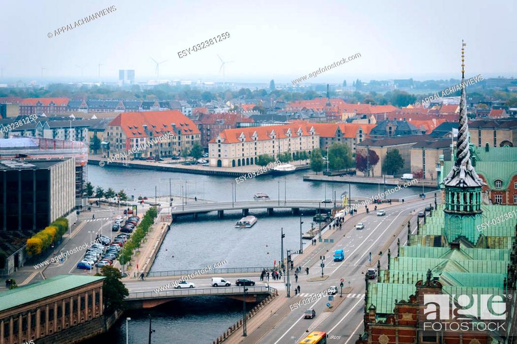 Stock Photo: View from the Christiansborg Palace tower, in Copenhagen, Denmark.