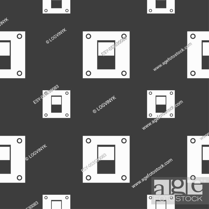 Stock Photo: Power switch icon sign. Seamless pattern on a gray background. illustration.
