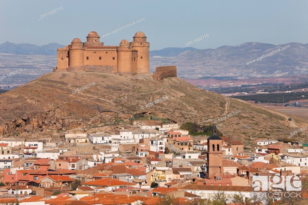 Stock Photo: La Calahorra, Granada Province, Spain, 16th century castle above village.