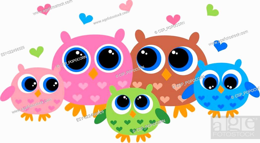 colorful owl family, Stock Vector, Vector And Low Budget Royalty Free  Image. Pic. ESY-022496929 | agefotostock