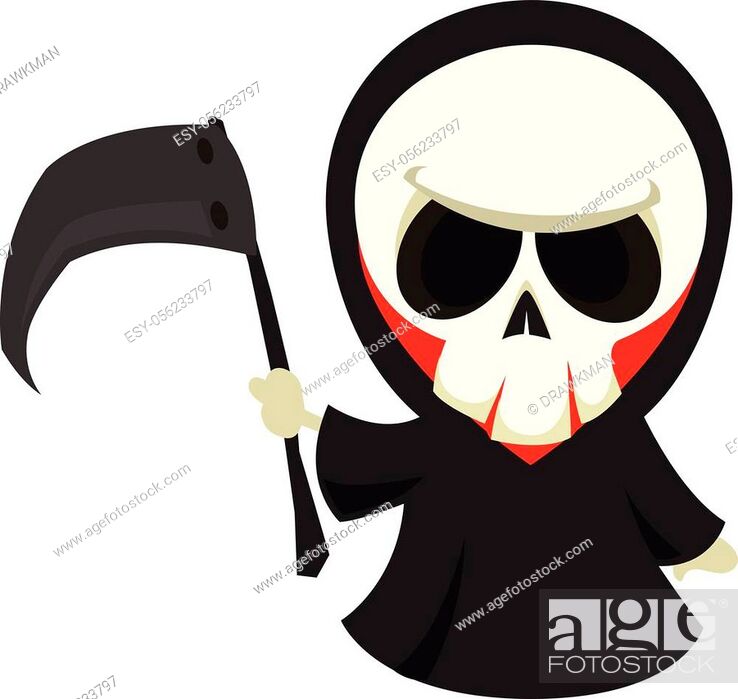 Funny cartoon grim reaper with scythe. Halloween death character  illustration, Stock Vector, Vector And Low Budget Royalty Free Image. Pic.  ESY-056233797 | agefotostock