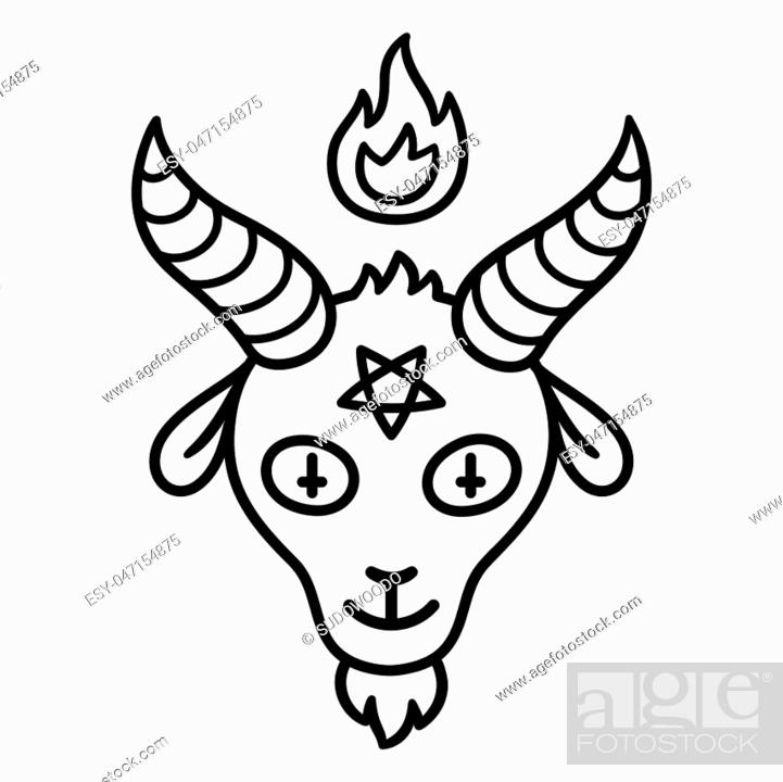 Cartoon style Satan drawing, goat head with pentagram and fire, Stock  Vector, Vector And Low Budget Royalty Free Image. Pic. ESY-047154875 |  agefotostock