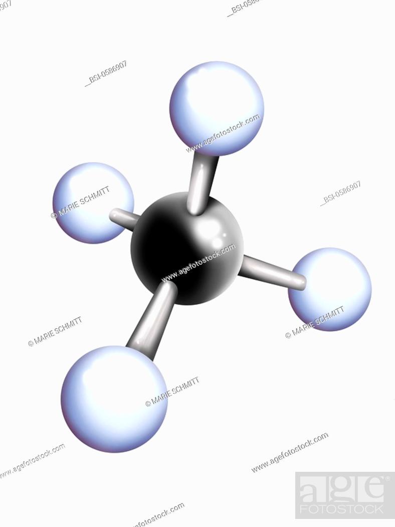 METHANE MOLECULE Molecular model of methane. Methane molecule CH4 is ...