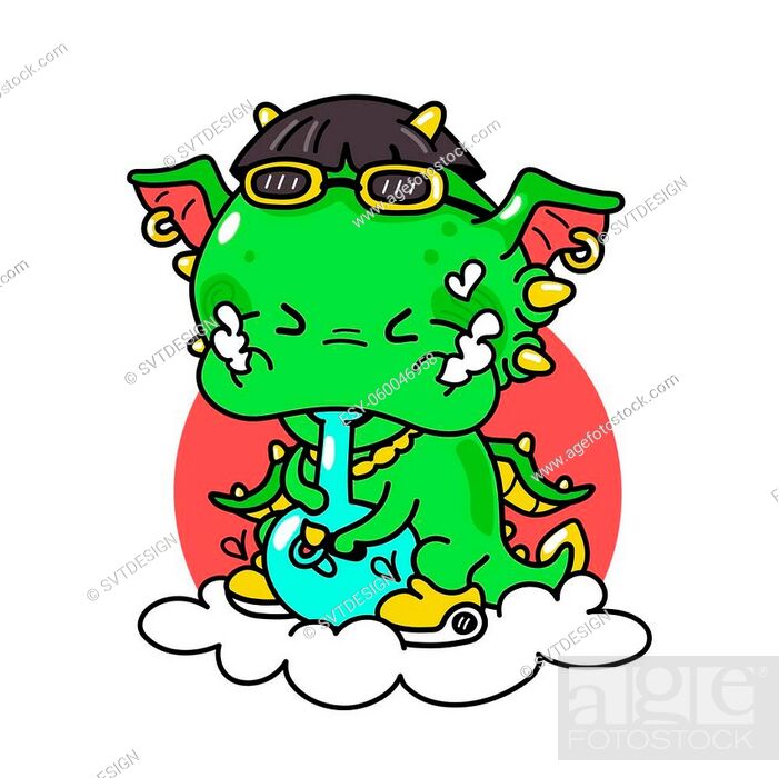 Cute funny dragon smoke weed with bong. Vector hand drawn cartoon kawaii  character illustration, Stock Vector, Vector And Low Budget Royalty Free  Image. Pic. ESY-060046958 | agefotostock
