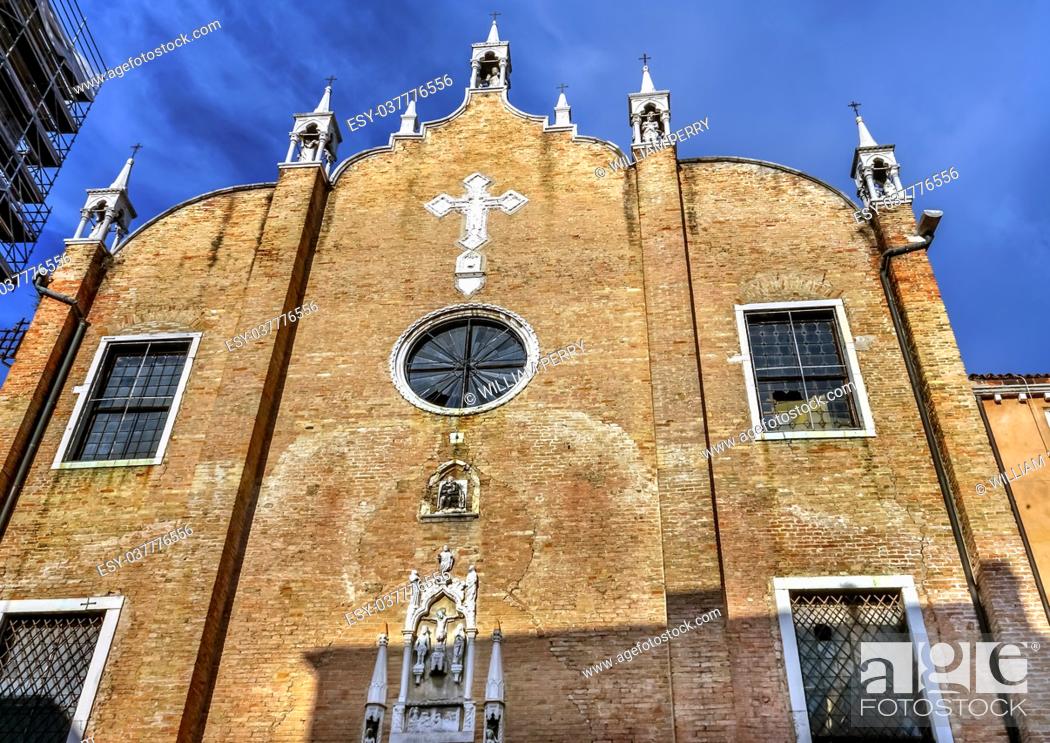 Stock Photo: San Aponal Apollinare Church Venice Italy. Deconsetrated church that has become an archive. Founded in the 11th century and used as a prison for political.