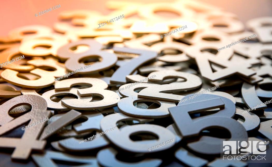 Stock Photo: Mathematics abstract background made with solid numbers - Closeup view.