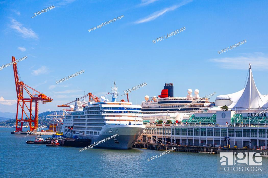 Stock Photo: View of the Vancouver cruise ship terminal in British Columbia Canada.