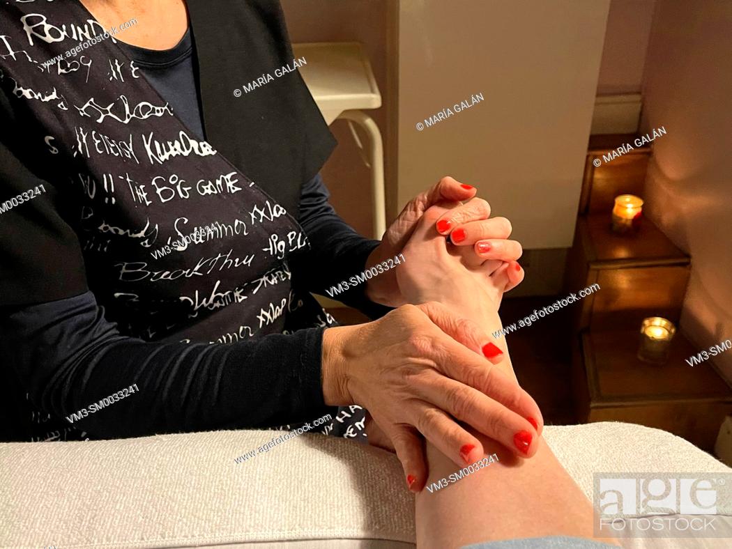 Stock Photo: Reflexology massage.