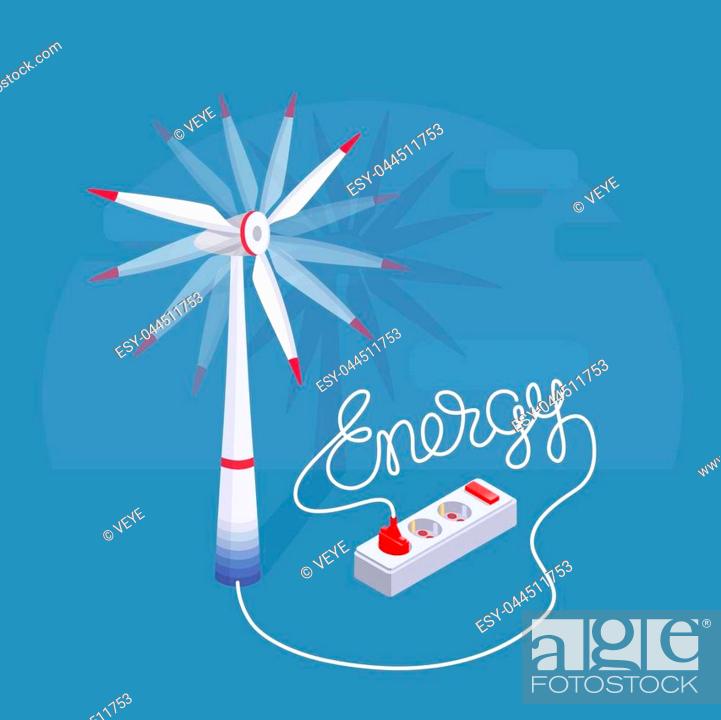 Lettering Energy with cartoon wind turbine and cord. Concept of alternative  energy, Stock Vector, Vector And Low Budget Royalty Free Image. Pic.  ESY-044511753 | agefotostock