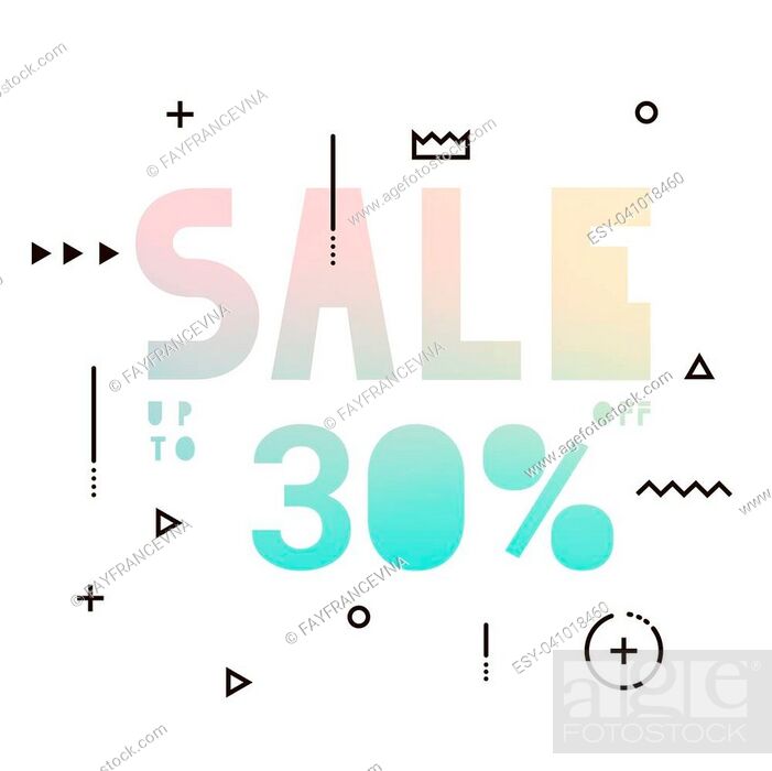 Stock Vector: Sale modern banner in the holography style. Template Sale. Big Sale. Special offer. Up to 30 interest discount. Bright colors for a flyer.