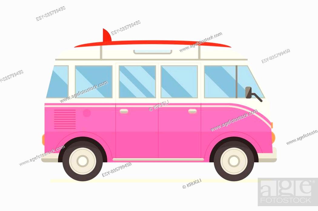 Vintage pink coach bus. Travel bus vector icon isolated on white, Stock  Vector, Vector And Low Budget Royalty Free Image. Pic. ESY-035799450 |  agefotostock