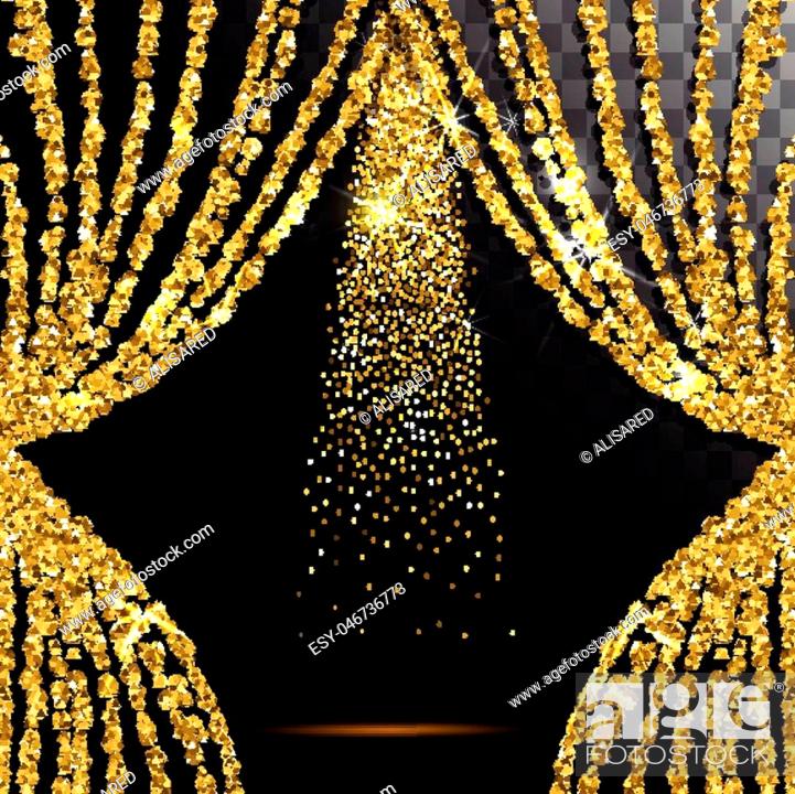 Gold glitter curtain with the light transparent background. Vector EPS,  Stock Vector, Vector And Low Budget Royalty Free Image. Pic. ESY-046736773  | agefotostock