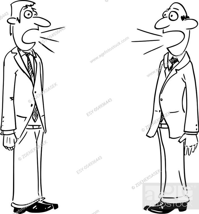 Vector funny comic cartoon drawing of two businessmen or men talking, Stock  Vector, Vector And Low Budget Royalty Free Image. Pic. ESY-054936443 |  agefotostock