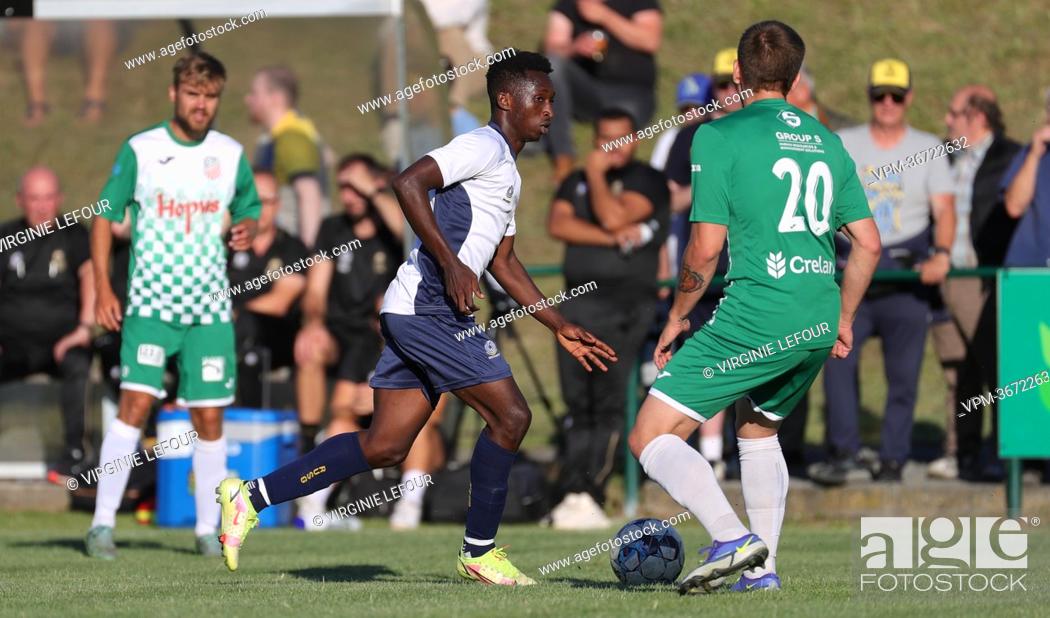 Stock Photo: Union's Lazare Amani fights for the ball during a friendly match between Belgian first division soccer team RUSG Royale Union Saint-Gilloise and Rebecq.