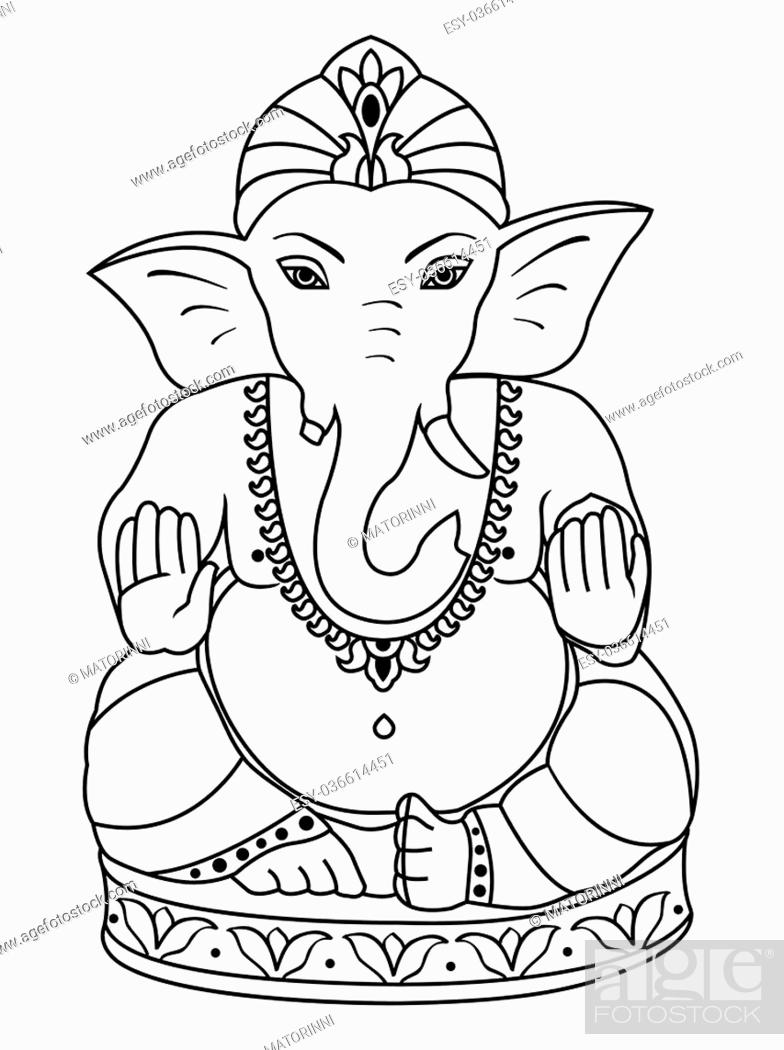 Vector Lord Ganesha. Outline sketch of Ganesha for coloring book ...