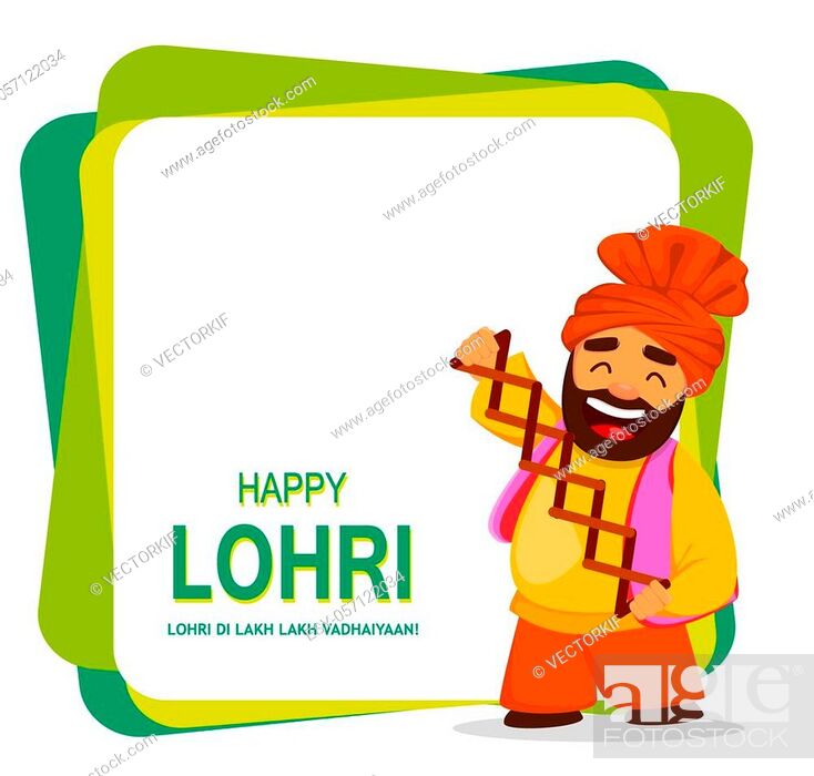 Popular winter Punjabi folk festival Lohri. Funny Sikh man celebrating  holiday, Stock Vector, Vector And Low Budget Royalty Free Image. Pic.  ESY-057122034 | agefotostock