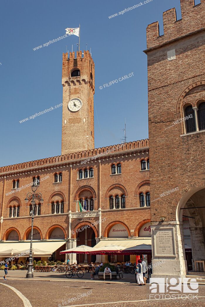 Stock Photo: TREVISO, ITALY 13 AUGUST 2020: Piazza dei Signori in Treviso in Italy.