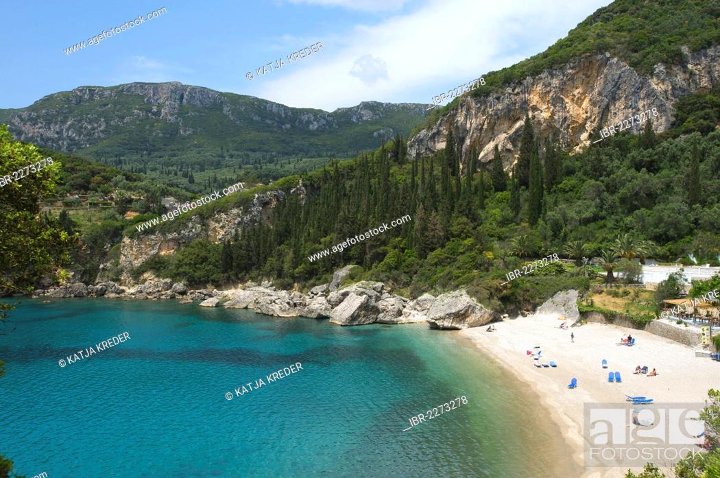Stock Photo: Liapades beach, Bay of Paleokastristsa, Corfu, Ionian Islands, Greece, Europe.