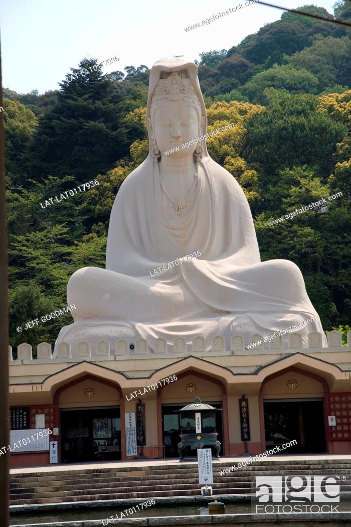 Stock Photo: The Ryozen Kannon is a war memorial commemorating the Japanese who died during World War II. The 24 metre concrete and steel statue of the Bodhisattva.