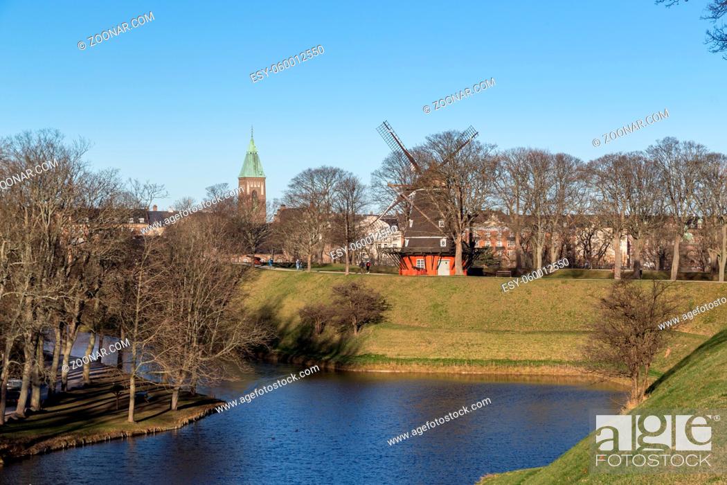 Stock Photo: Copenhagen, Denmark - January 05, 2017: Historical windmill at the Kastellet fortress.
