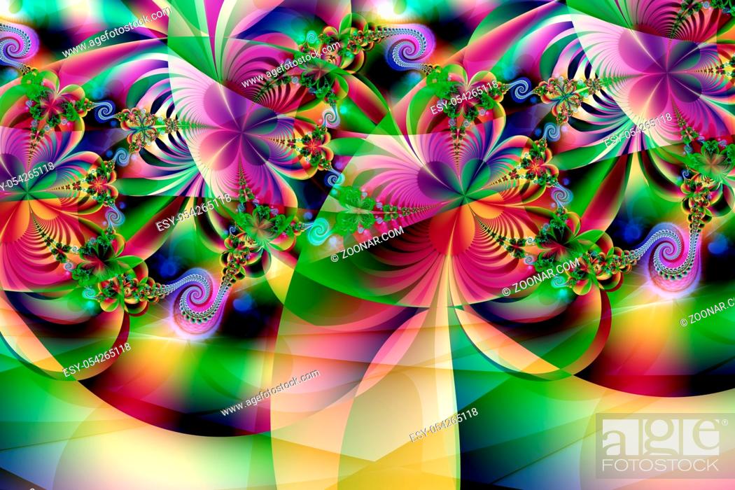Stock Photo: Illustration of a beautiful colored drawing of fractal structures.