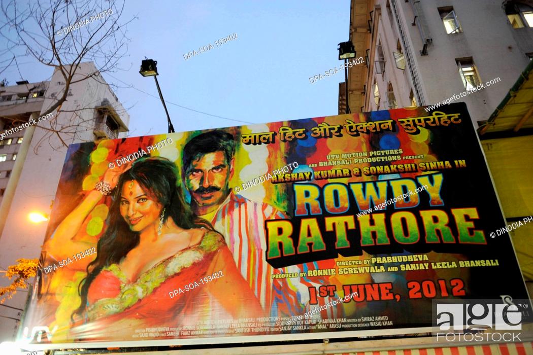Stock Photo: Film poster of rowdy rathore, liberty cinema, mumbai, maharashtra, india, asia.