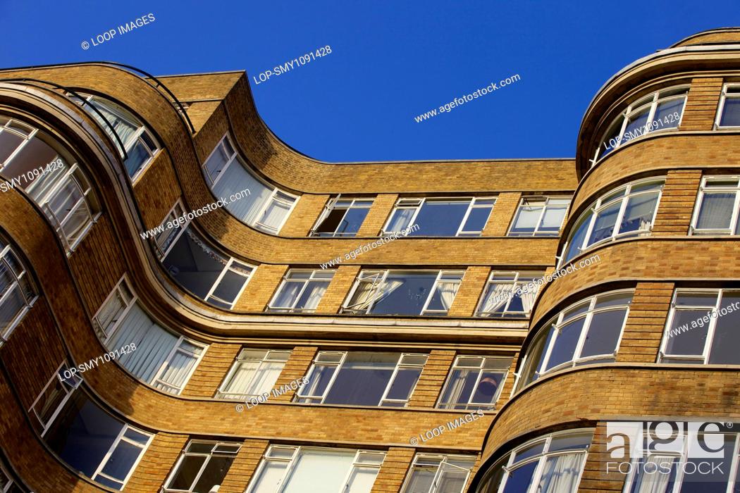 Stock Photo: Florin Court Art Deco apartment block which is home of Hercules Poirot in Charterhouse Square.