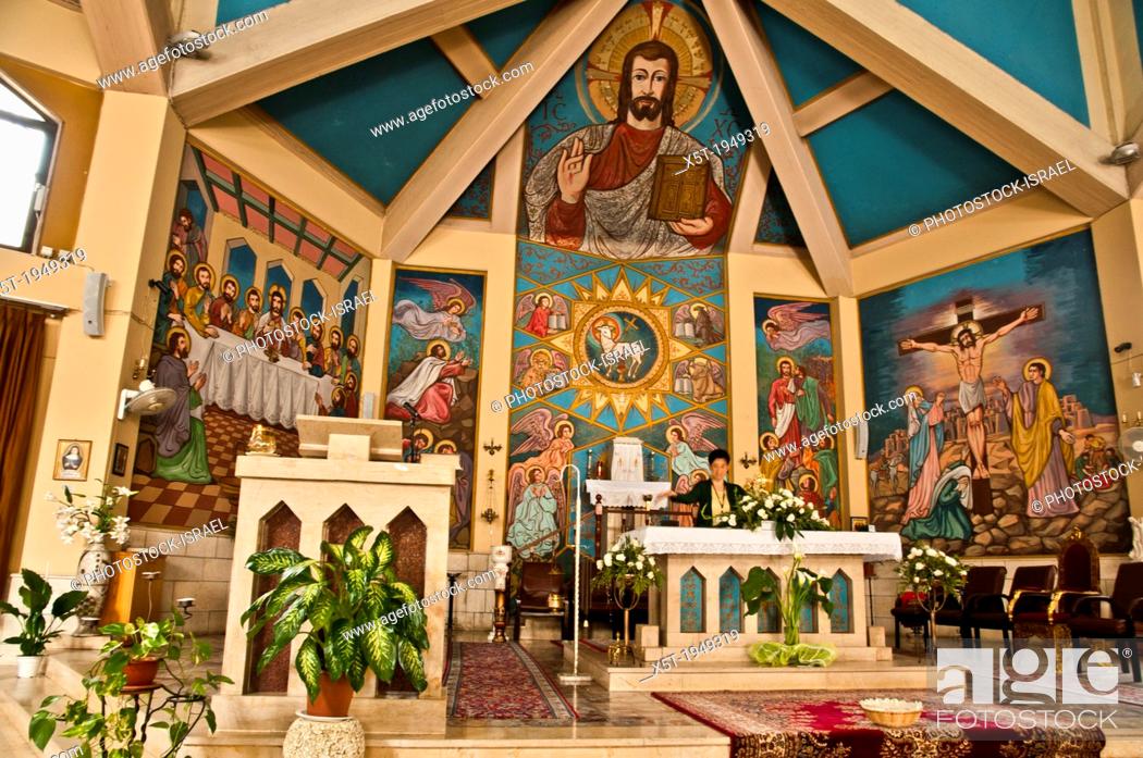 Stock Photo: Latin Patriarchate Church of Saint John the Apostle, Yafia, Nazareth, (Yafa an-Naseriyye) Galilee, Israel, .