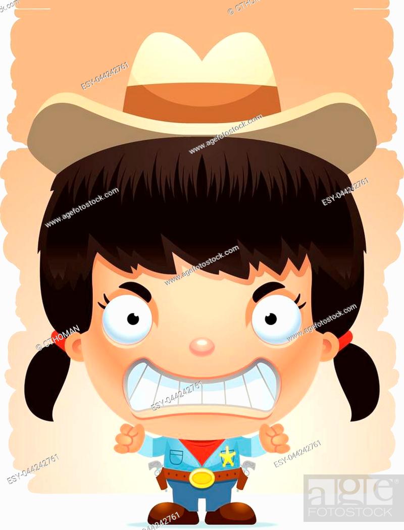 A cartoon illustration of a girl cowboy looking angry, Stock Vector, Vector  And Low Budget Royalty Free Image. Pic. ESY-044242761 | agefotostock